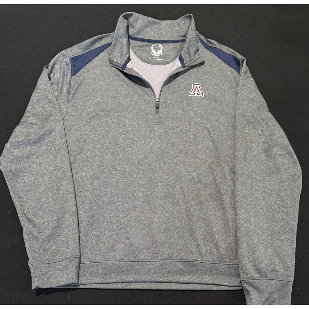 University Of Arizona Wildcats 1/4 Zip Athletic Gray Pullover Mens XXL